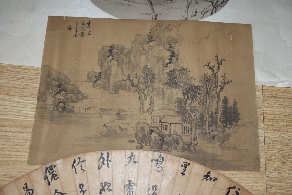 Three Chinese painted panels